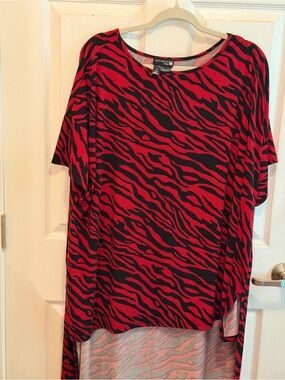 Antthony Red and Black Zebra-Print Tunic Top